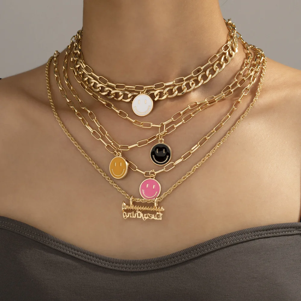 New arrival OT lock chain multilayer necklace luxury 14k gold smile pendant for woman
New arrival OT lock chain multilayer necklace luxury 14k gold smile pendant for woman