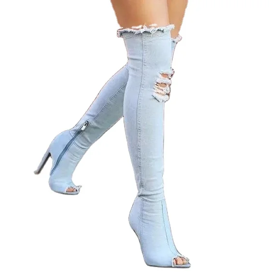 High Heel Denim Boots Over The Knee Elastic Hollow Out Boots Women'S Shoes High Heels Boots
High Heel Denim Boots Over The Knee Elastic Hollow Out Boots Women'S Shoes High Heels Boots