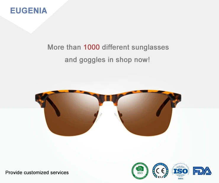 EUGENIA Hot sale gift custom brand logo half rimless frame sunglasses