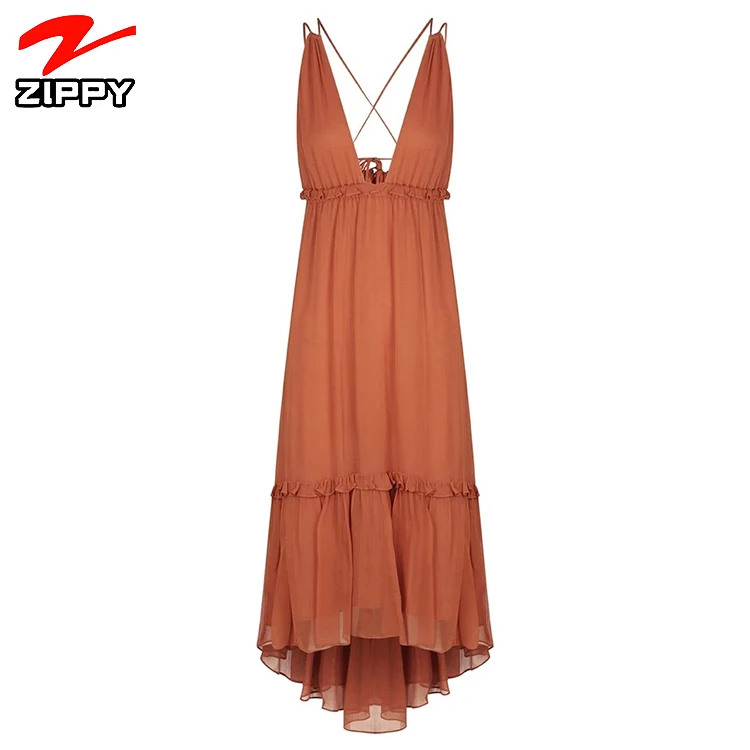 Women's Sashes Summer Chiffon Draped Solid Victoria plunged backless Midi Dress clothing manufacturers, Customized color
Women's Sashes Summer Chiffon Draped Solid Victoria plunged backless Midi Dress clothing manufacturers, Customized color