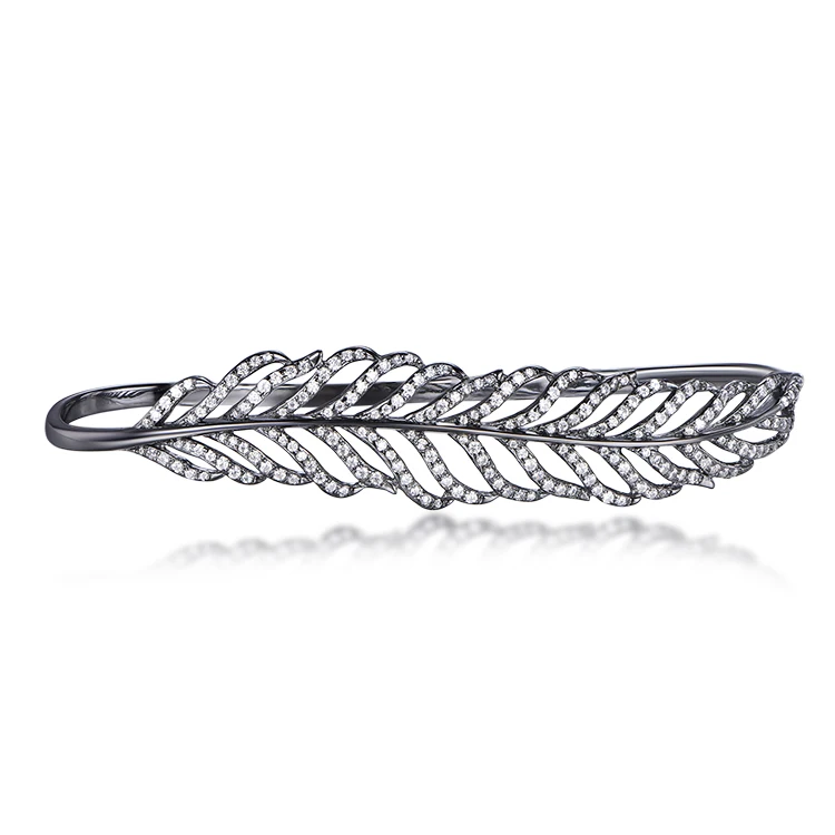 925 Sterling silver feather pave zirconium black gold bracelet factory price
925 Sterling silver feather pave zirconium black gold bracelet factory price