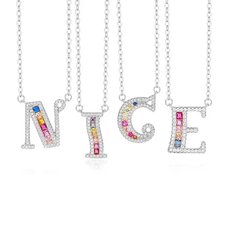 New Stock Arrival Fashion Fine Jewelry 18K Gold Plated Pave Rainbow Zircon 26 Letter Pendant Necklace
New Stock Arrival Fashion Fine Jewelry 18K Gold Plated Pave Rainbow Zircon 26 Letter Pendant Necklace