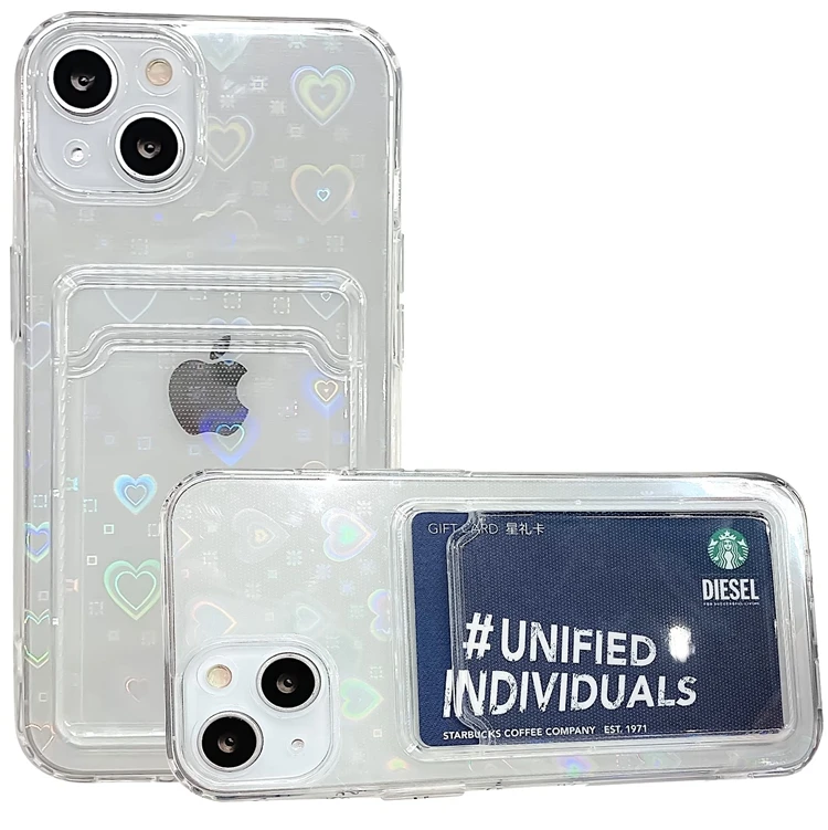 Fashion Clear Holographic Love Heart Pattern Phone Case with Card Holder For iPhone 11 12 13 Pro Max
Fashion Clear Holographic Love Heart Pattern Phone Case with Card Holder For iPhone 11 12 13 Pro Max