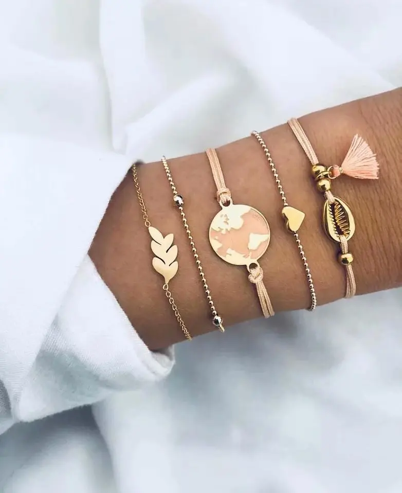YD Jewelry trendy heart tassel conch map bracelet, Fashion Gold world map bracelet Set for women wholesale, Picture
YD Jewelry trendy heart tassel conch map bracelet, Fashion Gold world map bracelet Set for women wholesale, Picture