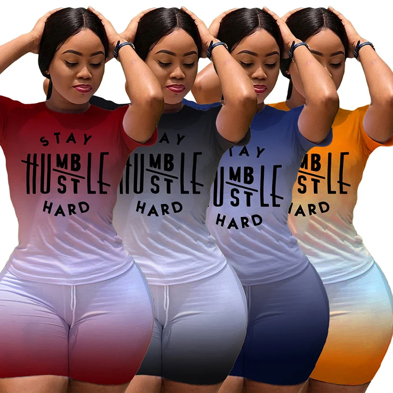 Women's Casual Gradient Printed T-shirt With Short Bike Pants Shinny Tracksuit Bodycon Two Piece Shorts Outfits Two Piece Sets
Women's Casual Gradient Printed T-shirt With Short Bike Pants Shinny Tracksuit Bodycon Two Piece Shorts Outfits Two Piece Sets