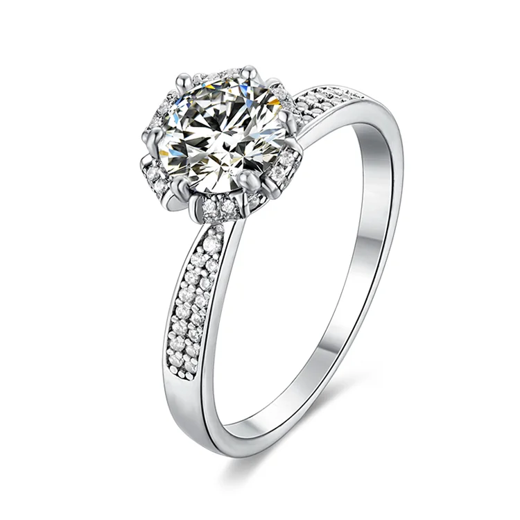 1ct 6.5mm Moissanite Main Stone and CZ Side Stone 925 Silver Moissanite Jewelry Ring
1ct 6.5mm Moissanite Main Stone and CZ Side Stone 925 Silver Moissanite Jewelry Ring