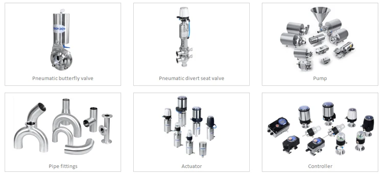 Stainless steel horizontal pneumatic sanitary 3 way ball Valve