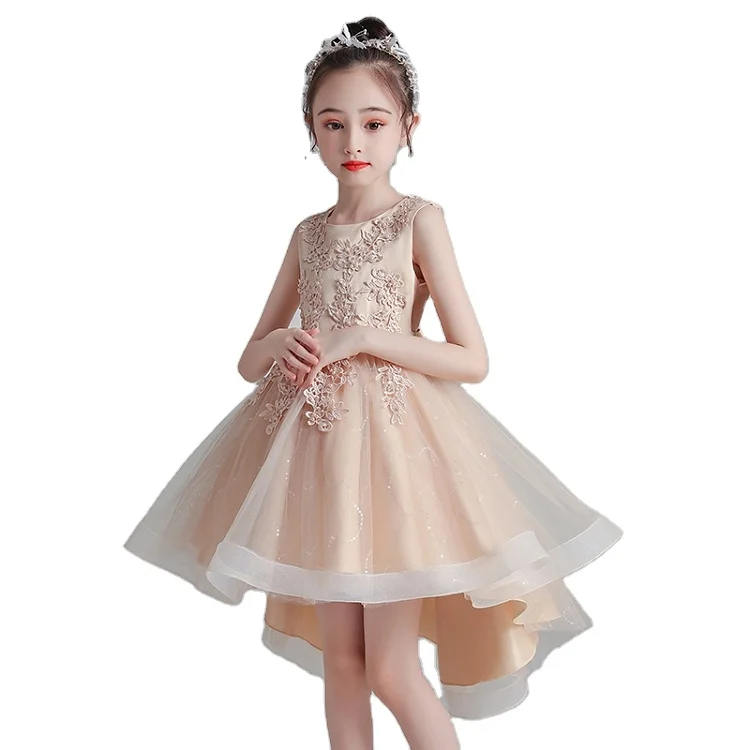 

M1141 summer short sleeve Girls Party Evening Gowns kids embroidery dress girls, Picture shows