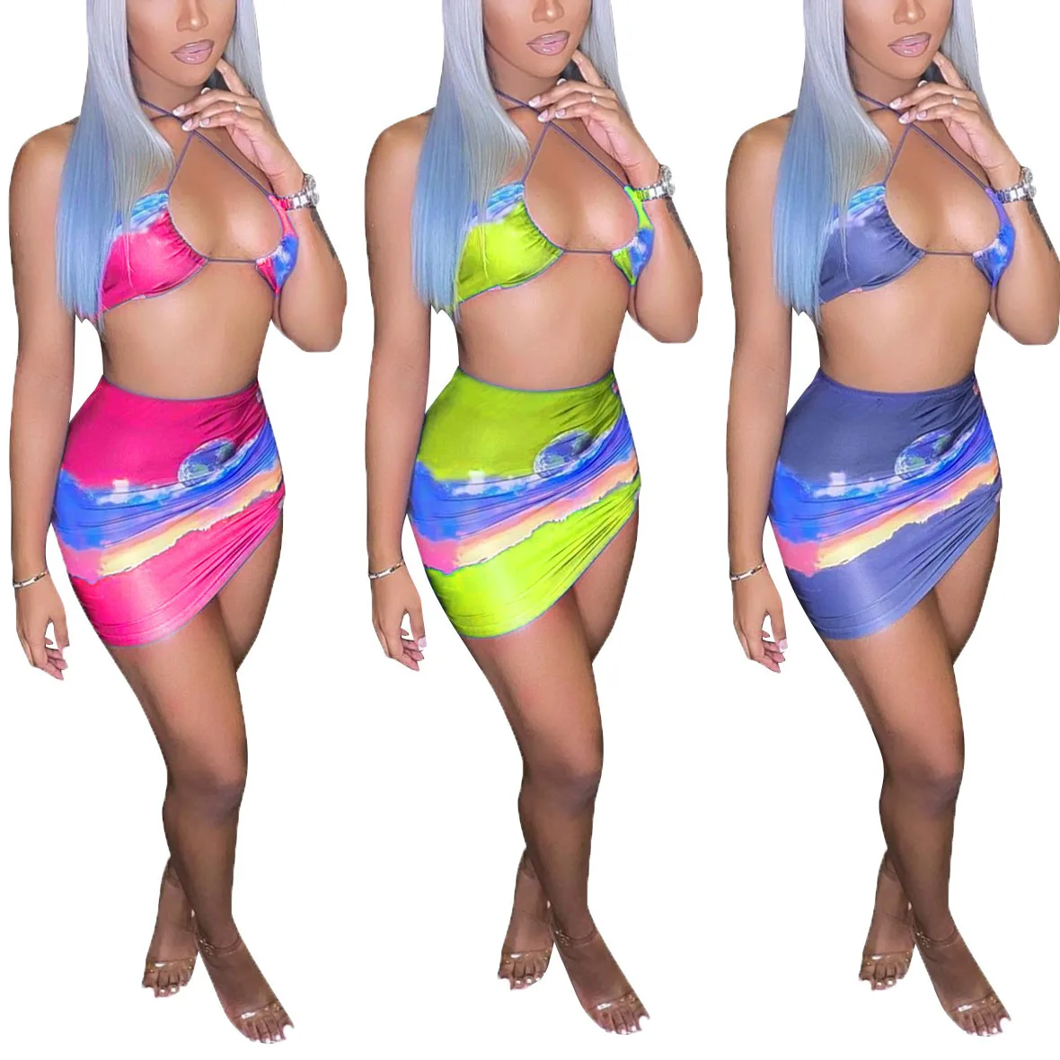 FS3173D Summer 2 Piece Set Halter tops and skirts Women Swimwear Bikini Dress Bathing Suits Beach Wear
FS3173D Summer 2 Piece Set Halter tops and skirts Women Swimwear Bikini Dress Bathing Suits Beach Wear