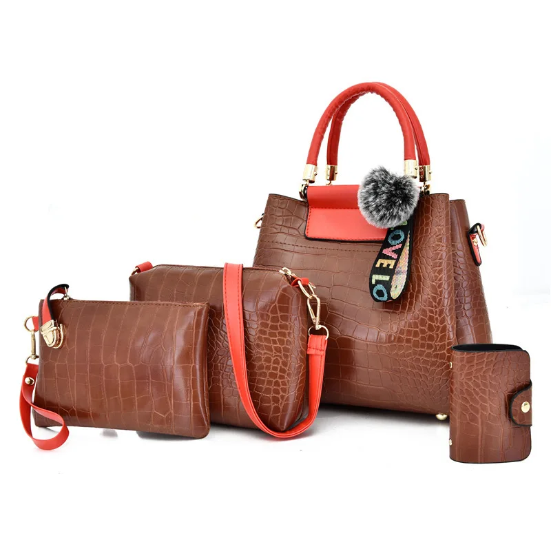 The new picture mother bag fashion crocodile pattern large capacity one shoulder messenger 4 sets lady handbag 2021, Customizable
The new picture mother bag fashion crocodile pattern large capacity one shoulder messenger 4 sets lady handbag 2021, Customizable
