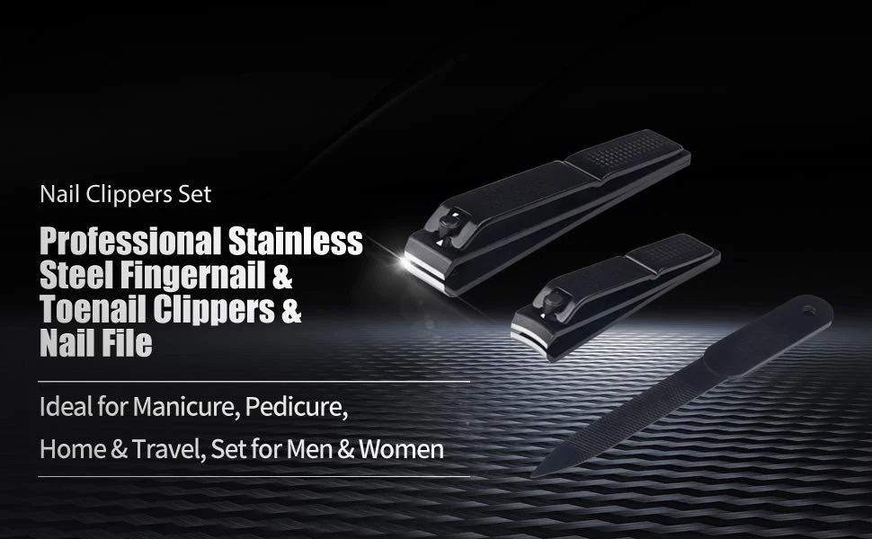 3 Pcs/set Black Stainless Steel Fingernails & Toenails Clippers & Nail File Sharp Nail Cutter Nail Clipper Set.jpg