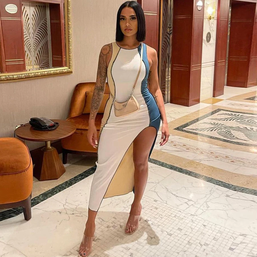 Peeqi Patchwork O-Neck Sleeveless Maxi tank top Dress Casual bodycon slit Dress Women sexy club party dress 2021 New Arrival
Peeqi Patchwork O-Neck Sleeveless Maxi tank top Dress Casual bodycon slit Dress Women sexy club party dress 2021 New Arrival