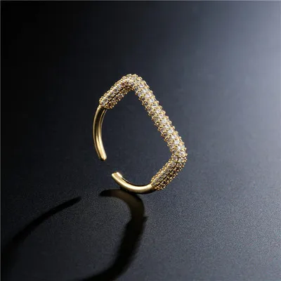Ins Fashion Adjustable Micro Pave Crystal Geometric Rings 18k Gold Plated CZ Square Open Rings For Women
Ins Fashion Adjustable Micro Pave Crystal Geometric Rings 18k Gold Plated CZ Square Open Rings For Women