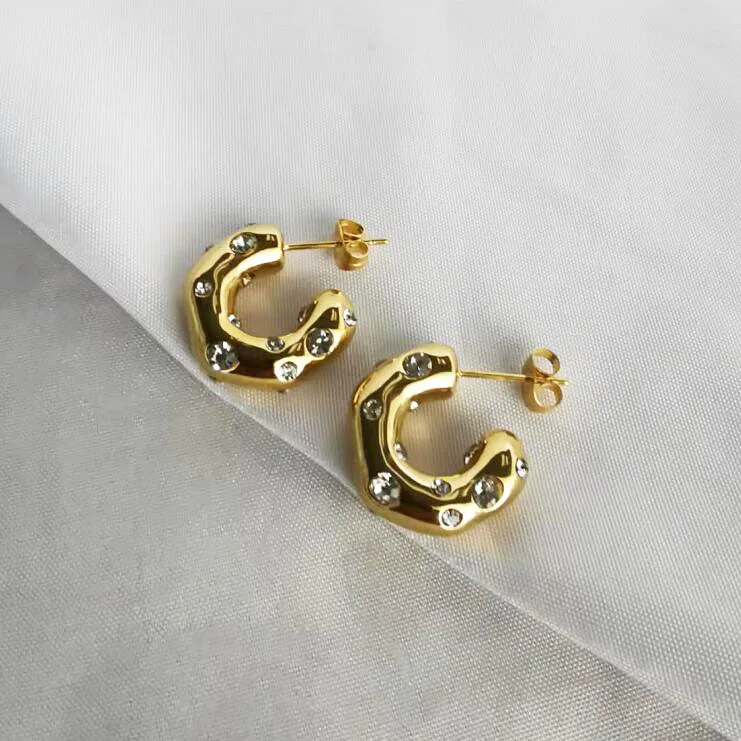 Women Jewelry Stainless steel hoop earrings 18k gold plated Chunky Rhinestone Bling Hoop CZ Earrings
Women Jewelry Stainless steel hoop earrings 18k gold plated Chunky Rhinestone Bling Hoop CZ Earrings