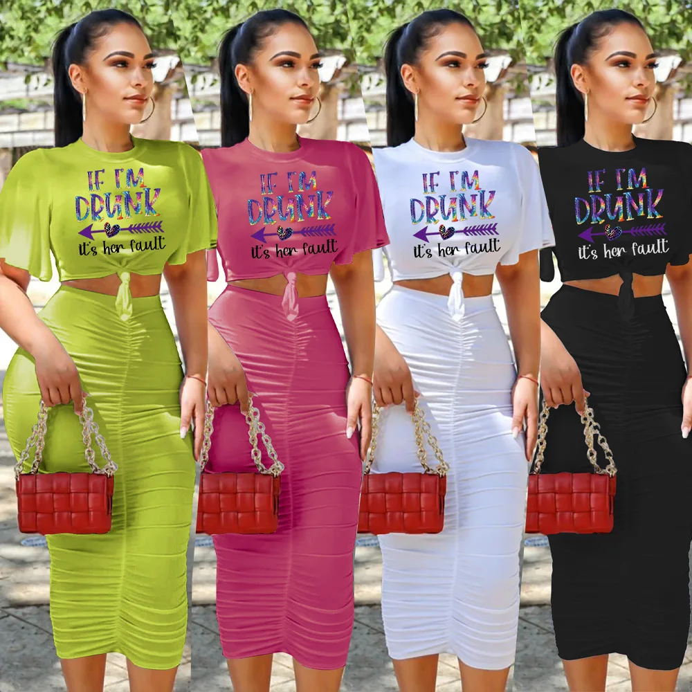 New Design Two Piece Skirt Set Fashion Ruched Long Skirts Print Short Sleeve T Shirt Outfits Two Piece Set Matching Sets Women
New Design Two Piece Skirt Set Fashion Ruched Long Skirts Print Short Sleeve T Shirt Outfits Two Piece Set Matching Sets Women