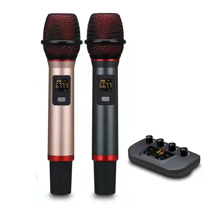 High Quality Aluminum Alloy Wireless Microphone with Sound Card High Sensitivity Karaoke Microphone for Car Party
High Quality Aluminum Alloy Wireless Microphone with Sound Card High Sensitivity Karaoke Microphone for Car Party
