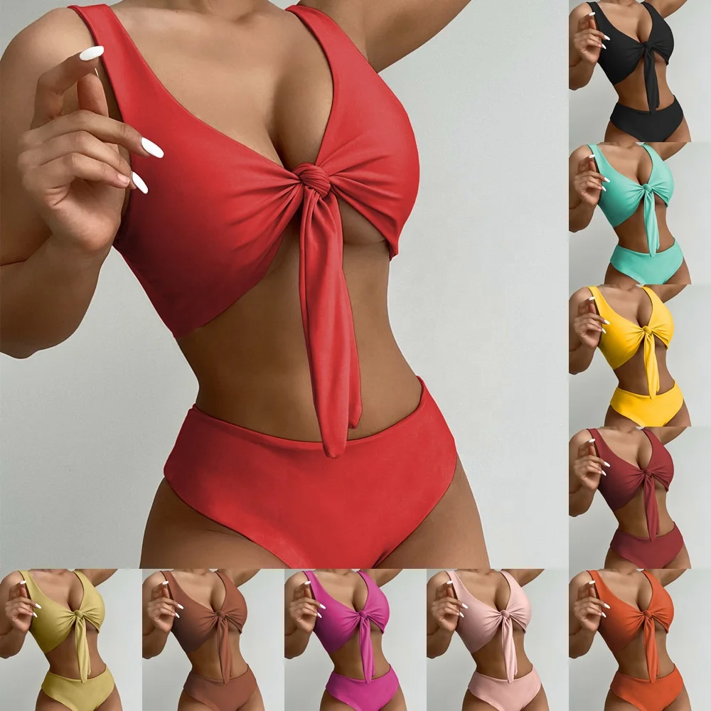 Hot Sale New Bowknot Solid Color Bikini Swimsuit European And American Swimsuit Women'S Swimwear Beach Bikini, As show or customized
Hot Sale New Bowknot Solid Color Bikini Swimsuit European And American Swimsuit Women'S Swimwear Beach Bikini, As show or customized