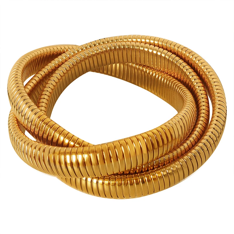 Hot selling fashion gilded bracelet Three layer stainless steel snake shaped elastic bracelet
Hot selling fashion gilded bracelet Three layer stainless steel snake shaped elastic bracelet