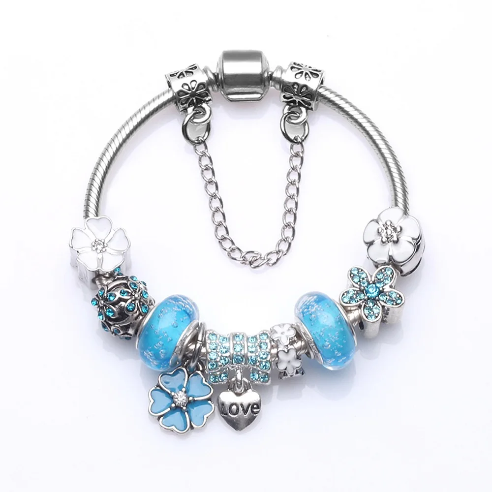 Vintage Silver Color Charms Bracelets DIY Crystal Beads Brand Bracelets Women Jewelry Pulseira
Vintage Silver Color Charms Bracelets DIY Crystal Beads Brand Bracelets Women Jewelry Pulseira