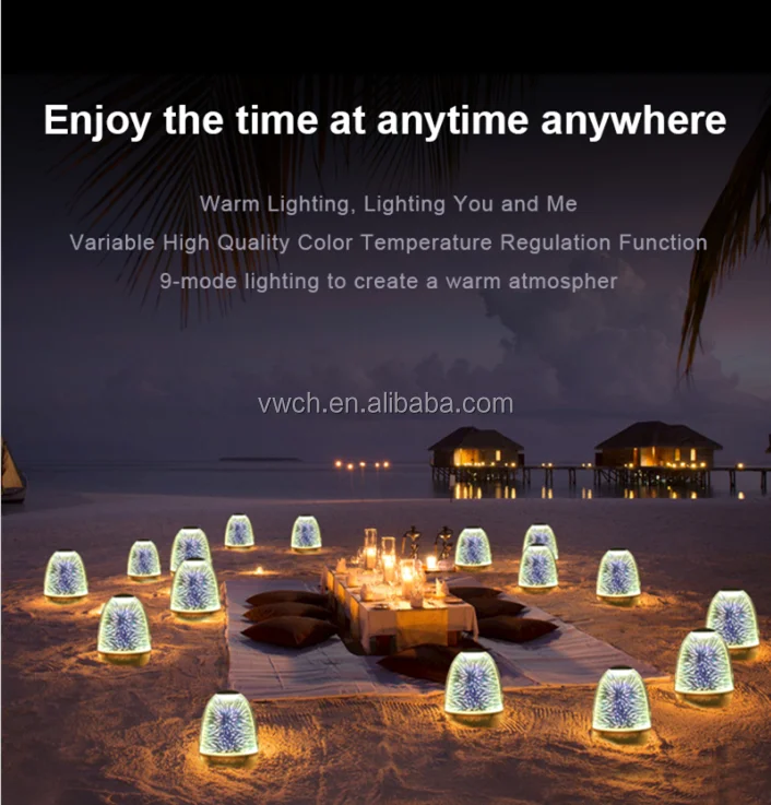 Bluetooth Speaker Portable Smart Touch LED Night Light with 3D Glass Music Player Hands-free with TF Card 7color Charging - ANKUX.COM