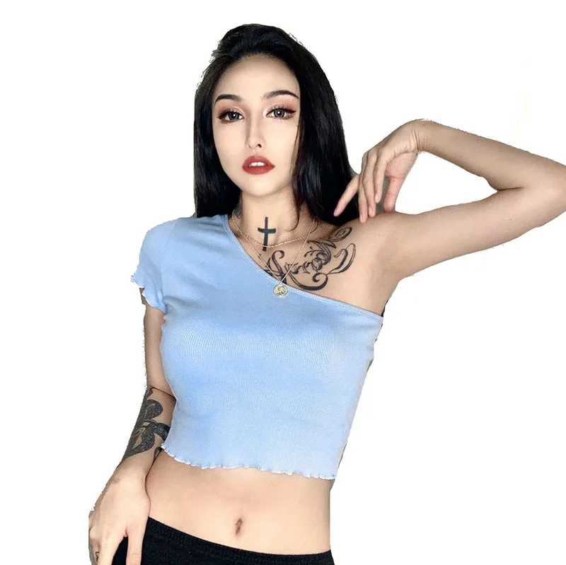 Sexy Women Summer Solid Color T-Shirts One Shoulder Design Short Sleeve Slim Streetwear Pullovers Tops, Neon green ,neon orange custom pantone color
Sexy Women Summer Solid Color T-Shirts One Shoulder Design Short Sleeve Slim Streetwear Pullovers Tops, Neon green ,neon orange custom pantone color