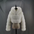 2020 Amazon New Lady Artificial Fur Outwear Faux Fox Fur Overcoat with Hood Fake Faux Fur Coat Women