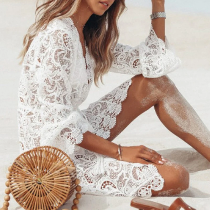 Summer Women Lace Cover Up Beach Dress Bikini Swimsuit Long Sleeve Cover Up Beach Long Dress 2021 new arrivals
Summer Women Lace Cover Up Beach Dress Bikini Swimsuit Long Sleeve Cover Up Beach Long Dress 2021 new arrivals