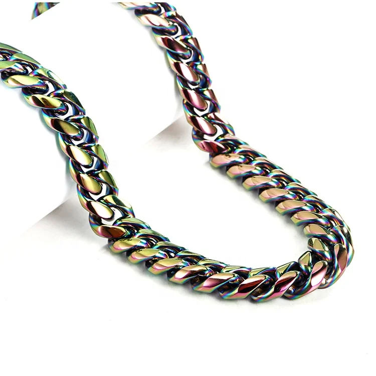 Hiphop Jewelry Multi Color Miami Cuban Link Chain Rainbow Cuban Link Necklace 
Hiphop Jewelry Multi Color Miami Cuban Link Chain Rainbow Cuban Link Necklace