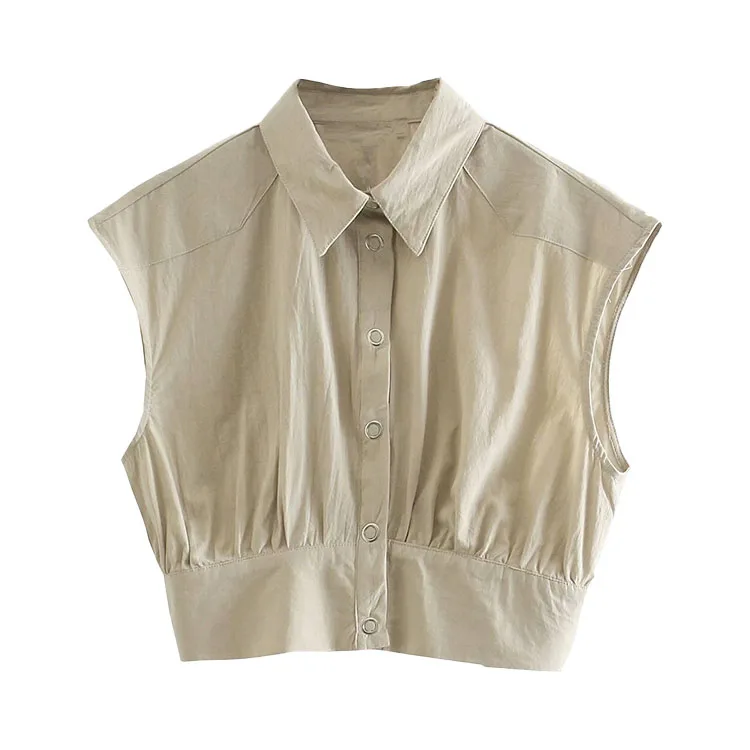 Bmurhmza2021 summer women's wear new fashion all over the top with solid cotton high waist, Khaki
Bmurhmza2021 summer women's wear new fashion all over the top with solid cotton high waist, Khaki