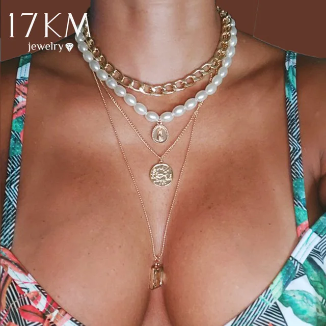 Bohemian Multi Layered pearl necklace jewelry Punk Geometric Coin Crystal Pendant Necklace for Women, Gold plated
Bohemian Multi Layered pearl necklace jewelry Punk Geometric Coin Crystal Pendant Necklace for Women, Gold plated