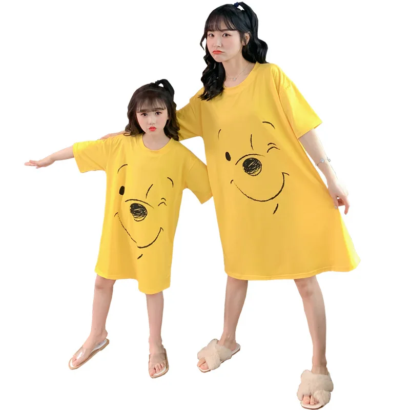 Parent child nightdress mother girl summer cotton short sleeve cute super cute children's pajamas girl spring and autumn thin pr, Customizes color
Parent child nightdress mother girl summer cotton short sleeve cute super cute children's pajamas girl spring and autumn thin pr, Customizes color
