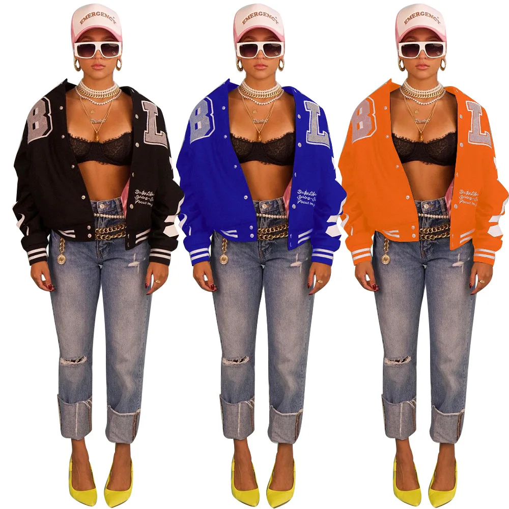 EB-20090305 Hot Sale Fall Winter Custom Letterman Jacket Coat Women Letter Print Baseball Jackets For Ladies Coats
EB-20090305 Hot Sale Fall Winter Custom Letterman Jacket Coat Women Letter Print Baseball Jackets For Ladies Coats
