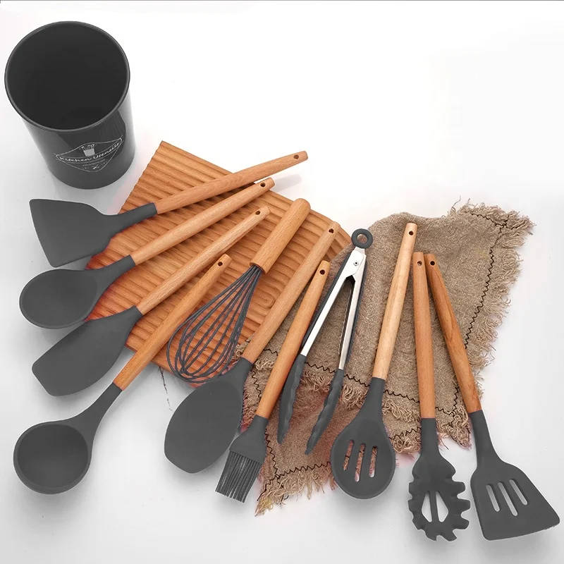 12pcs Silicone Kitchen Utensil Set Wooden Handle Silicone Kitchen Cooking Tools For Home/Restaurant/Hotel/Wedding
12pcs Silicone Kitchen Utensil Set Wooden Handle Silicone Kitchen Cooking Tools For Home/Restaurant/Hotel/Wedding