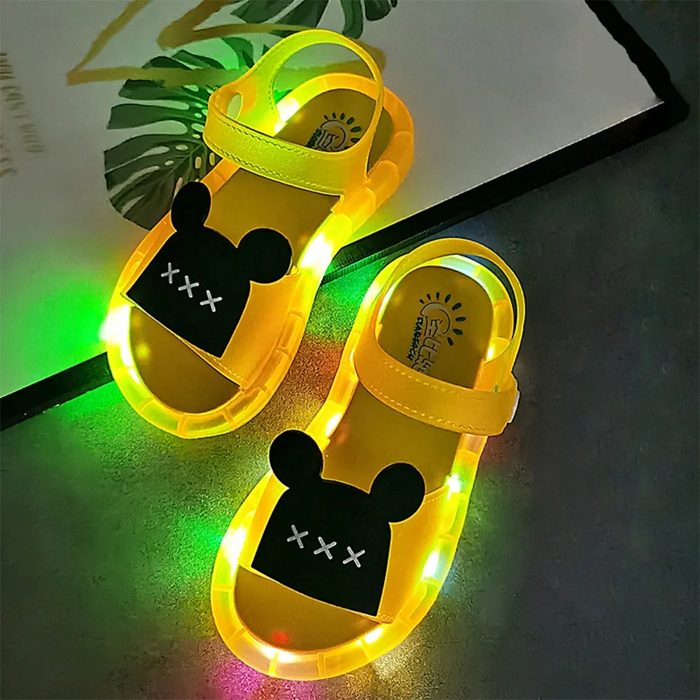 Colorful Glowing Kids Slide Sandals for Boys and Girls Ankle-wrap Cartoon PVC LED Lights Children Sandals, Black, yellow, pink, blue...
Colorful Glowing Kids Slide Sandals for Boys and Girls Ankle-wrap Cartoon PVC LED Lights Children Sandals, Black, yellow, pink, blue...