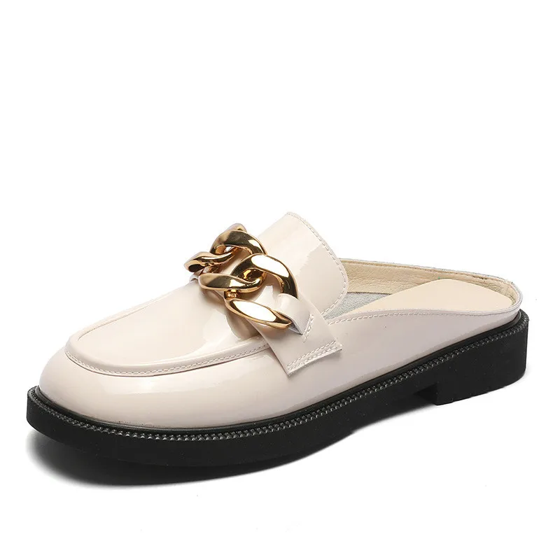 Half Shoes For Women 2021 Fashion Chain Loafers Girls Square Toe Leather Slide Flats Ladies Mules Chaussure Femme Scarpe Donna
Half Shoes For Women 2021 Fashion Chain Loafers Girls Square Toe Leather Slide Flats Ladies Mules Chaussure Femme Scarpe Donna