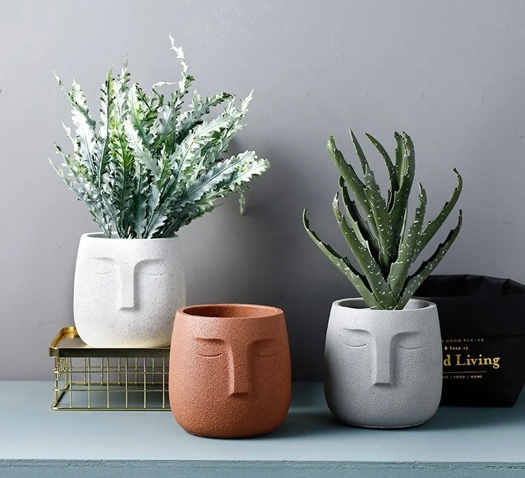 Modern Cement plant pot abstract face simple personality matt sandblasting Nordic indoor garden green planter pot, 3colors
Modern Cement plant pot abstract face simple personality matt sandblasting Nordic indoor garden green planter pot, 3colors