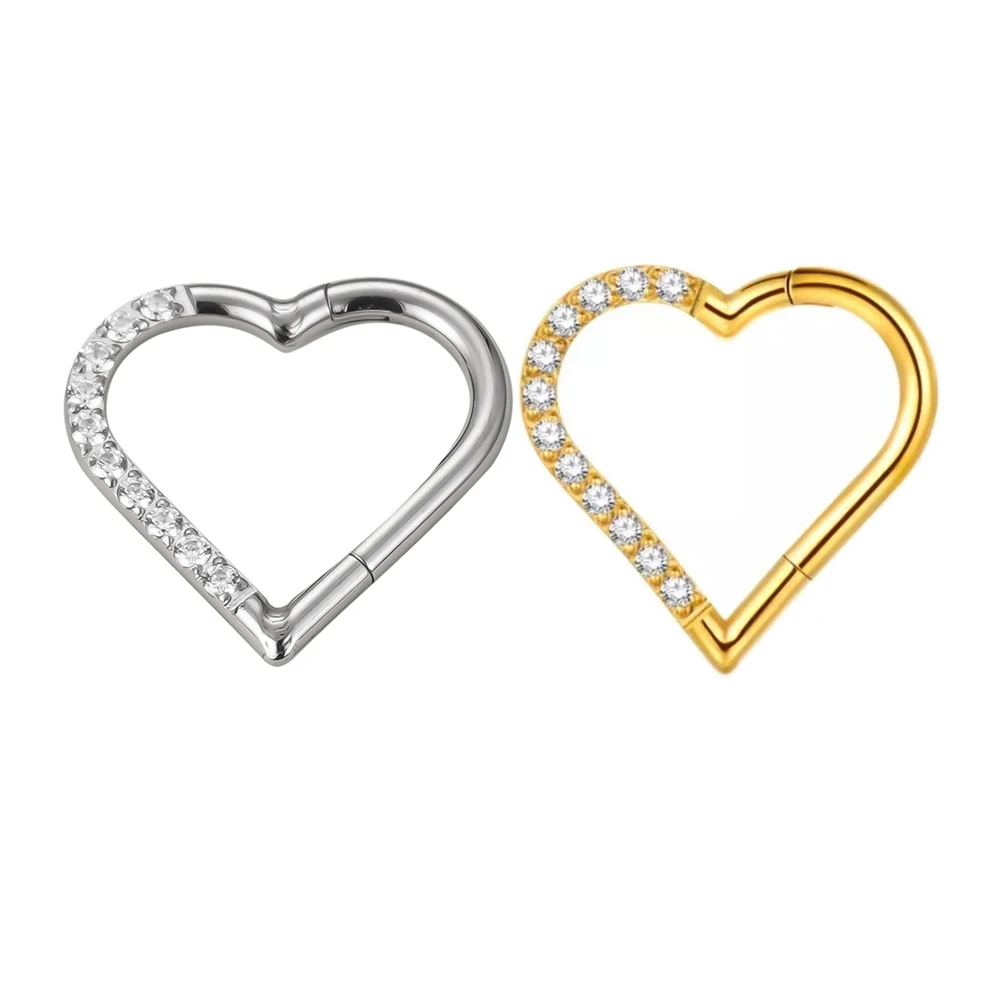 GZN Wholesale Nose earring Heart Shape Hinged Segment Hoop Left Right Side Body Piercing Jewelry
GZN Wholesale Nose earring Heart Shape Hinged Segment Hoop Left Right Side Body Piercing Jewelry