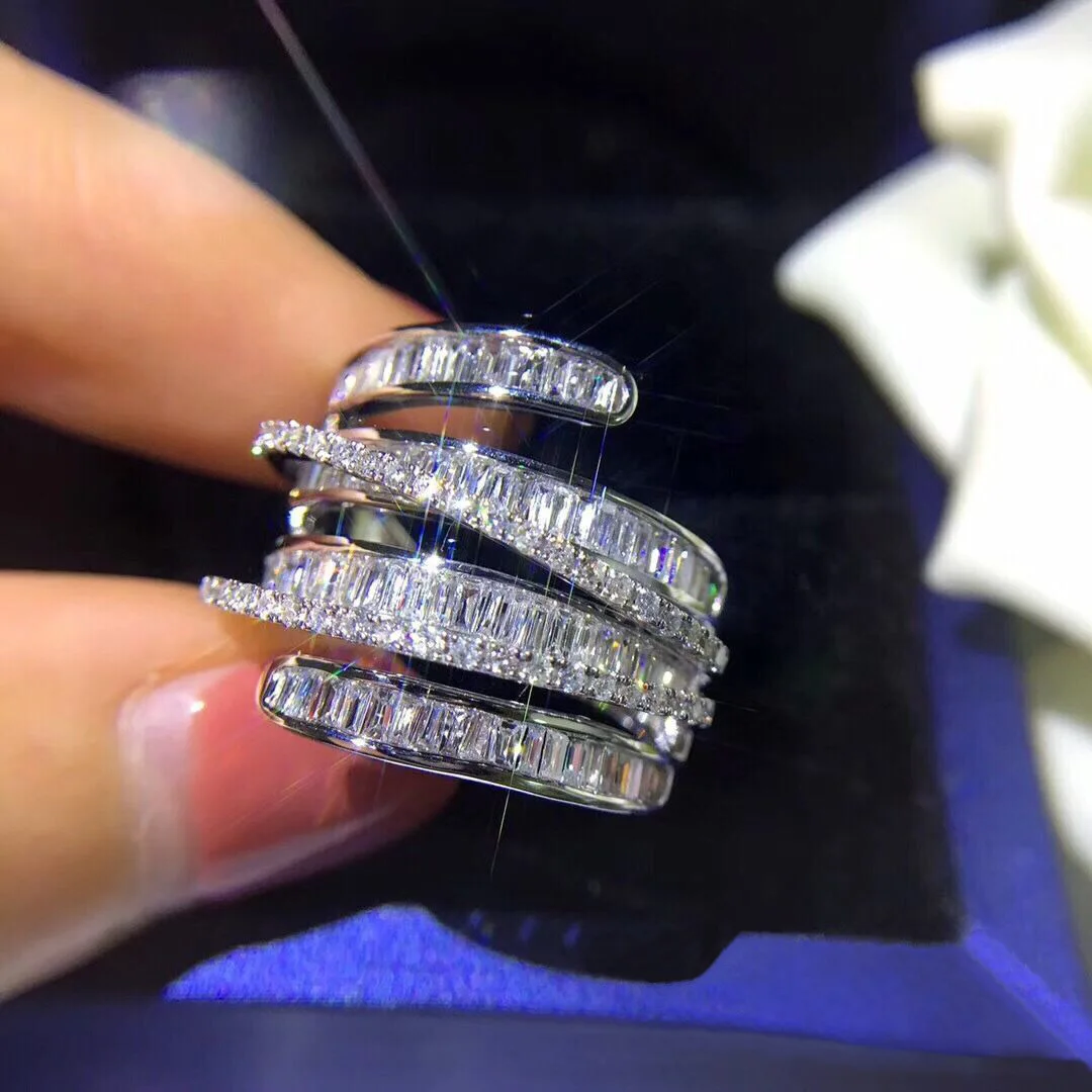 American Style Jewelry Luxury CZ Rings Geometric Multi Rows Full Zirconia Diamond Rings
American Style Jewelry Luxury CZ Rings Geometric Multi Rows Full Zirconia Diamond Rings