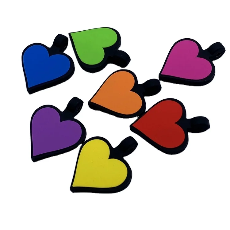 

OKSILICONE 2021 Newest Silicone Pet Tags Personalized Custom Logo Pet ID Tag Printing Love Heart Shape Silicone Dog Tag For Pet, Orange/blue/pink/red/green/yellow/purple/customized