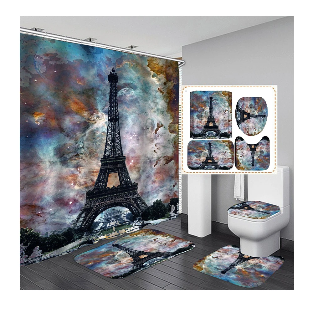 Fashionable custom 3D printed shpwer curtain waterproof polyester fabric shower curtain sets, Picture
Fashionable custom 3D printed shpwer curtain waterproof polyester fabric shower curtain sets, Picture
