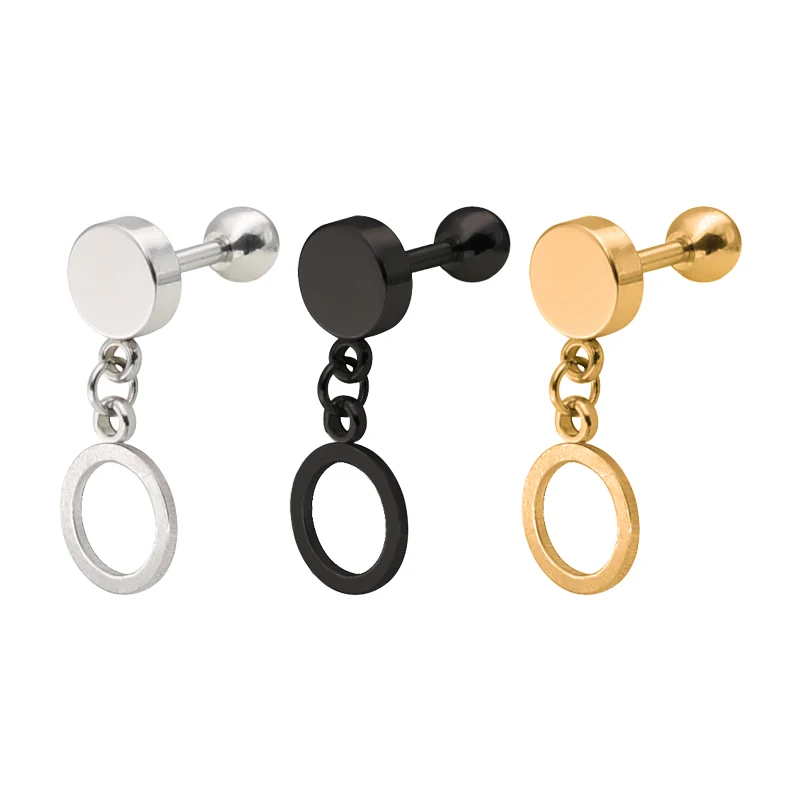 Korean version of the circle-shaped pendant, stainless steel titanium steel earrings, simple and fashionable piercing jewelry, Picture
Korean version of the circle-shaped pendant, stainless steel titanium steel earrings, simple and fashionable piercing jewelry, Picture
