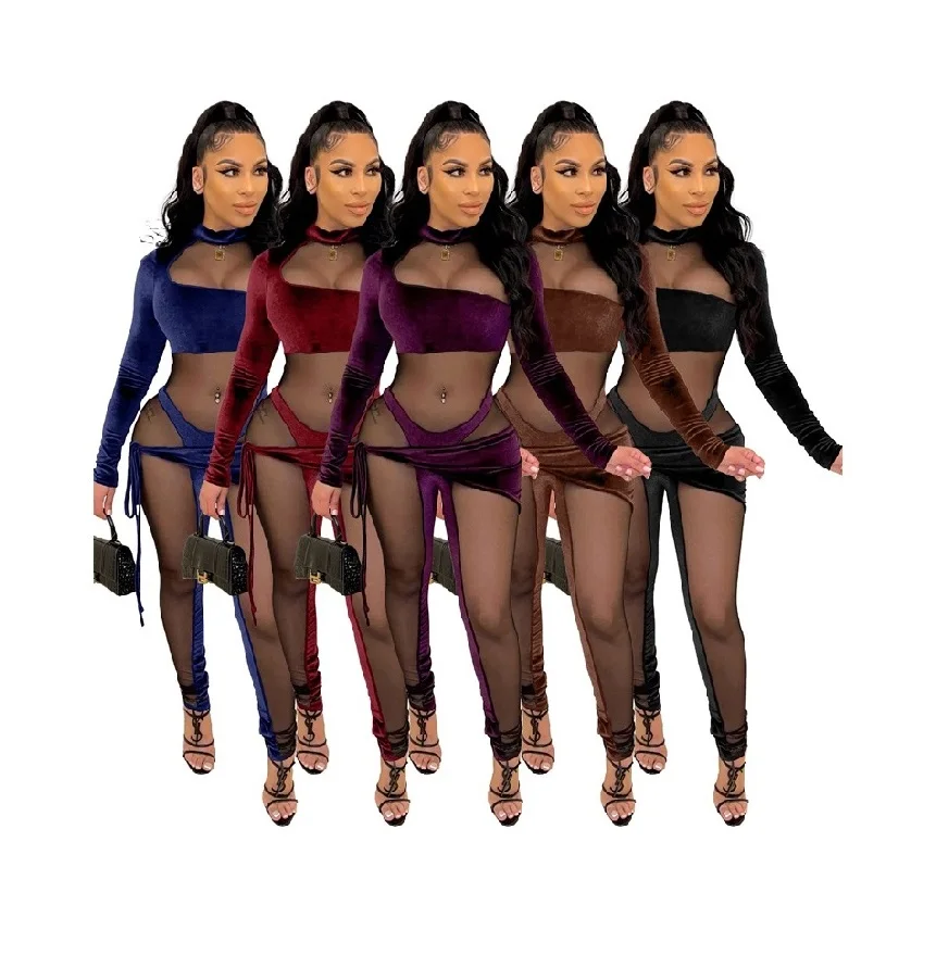 2022 spring see through hollow out mesh and velvet elegant hot sexy jumpsuits night club wear long sleeve black jumpsuit
2022 spring see through hollow out mesh and velvet elegant hot sexy jumpsuits night club wear long sleeve black jumpsuit