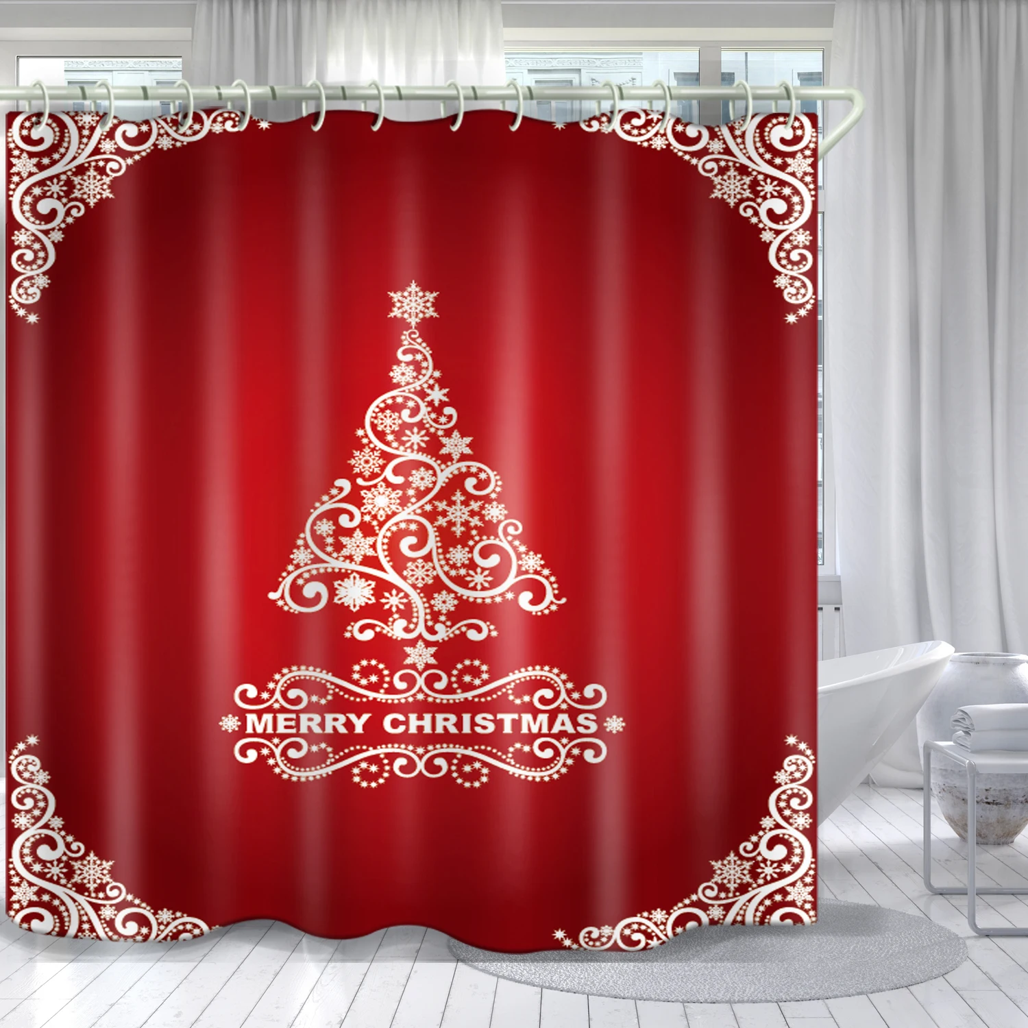 Christmas tree series customizable decoration bathroom curtain red waterproof shower curtain, Picture
Christmas tree series customizable decoration bathroom curtain red waterproof shower curtain, Picture