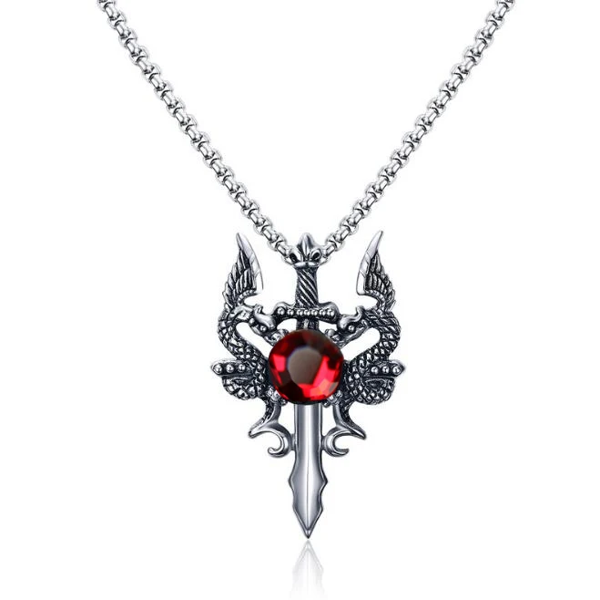 New product shelves personality fashion trendy hand polished jewelry stainless steel double dragon sword pendant necklace
New product shelves personality fashion trendy hand polished jewelry stainless steel double dragon sword pendant necklace
