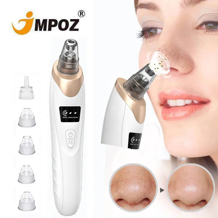 

Face Nose Blackhead Remover Vacuum Acne Pimple Black Spot Suction Facial Pore Cleaner Skincare Exfoliating Beauty Instrument, White