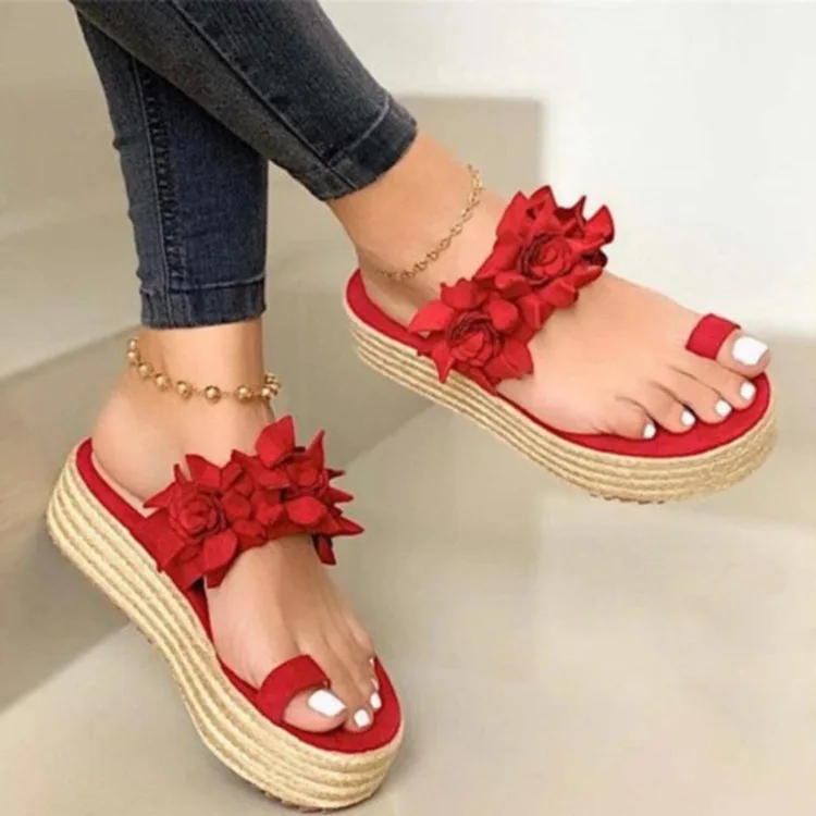 New Fashion Summer Women Floral Slippers Weave Sponge Sandals Female Floral Beach Thick Soles Ring Toe Platform Sandals Shoes, As pics
New Fashion Summer Women Floral Slippers Weave Sponge Sandals Female Floral Beach Thick Soles Ring Toe Platform Sandals Shoes, As pics