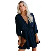 /product-detail/oem-good-quality-modern-lady-frock-ruffle-deep-v-neck-3-4-sleeve-short-navy-blue-elegant-party-women-dress-62245917904.html