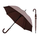 Auto open manual close long stick custom umbrella printing wooden handle
