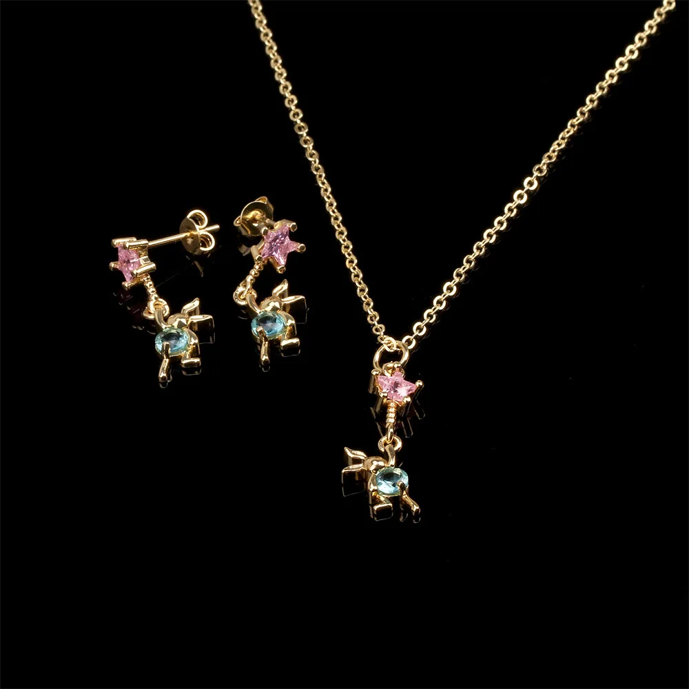 Shiny Jewelry 2PCS Cubic Zirconia Star Rabbit Necklace Earring Set Gold Tone Zircon Star Dangle Rabbit Necklace Jewelry Set
Shiny Jewelry 2PCS Cubic Zirconia Star Rabbit Necklace Earring Set Gold Tone Zircon Star Dangle Rabbit Necklace Jewelry Set