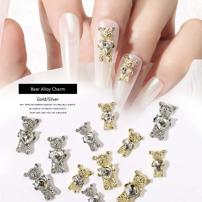 2021 New Arrival Nail Bear Charm Love Heart Metal Alloy Charm For Nail Art 3D Rhinestones Wholesale Price, Silver/gold
2021 New Arrival Nail Bear Charm Love Heart Metal Alloy Charm For Nail Art 3D Rhinestones Wholesale Price, Silver/gold